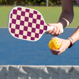 Maroon and beige checkerboard pattern pickleball schläger