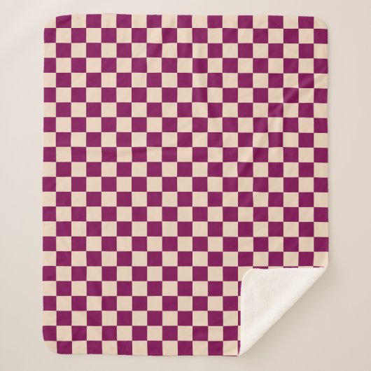 Maroon and beige checkerboard pattern sherpadecke (Vorderseite)