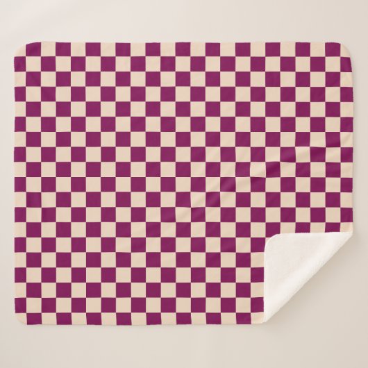 Maroon and beige checkerboard pattern sherpadecke (Vorderseite (Horizontal))
