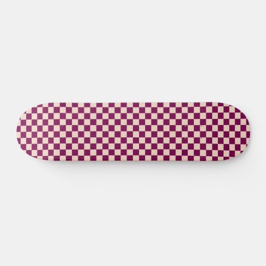 Maroon and beige checkerboard pattern skateboard (Horizontal)
