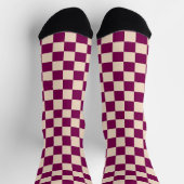 Maroon and beige checkerboard pattern socken (Oben)