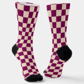 Maroon and beige checkerboard pattern socken (Gewinkelt)
