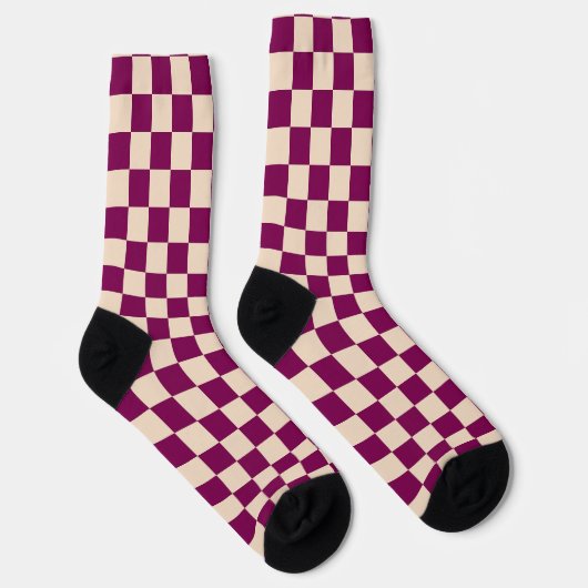 Maroon and beige checkerboard pattern socken (Rechts)