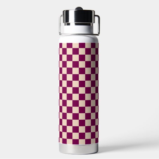 Maroon and beige checkerboard pattern trinkflasche (Hinten)