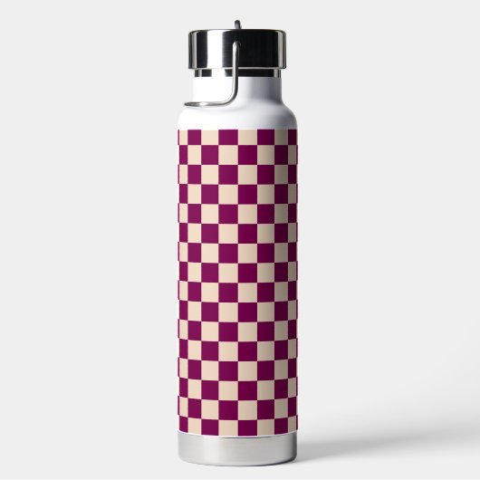 Maroon and beige checkerboard pattern trinkflasche (rechts)
