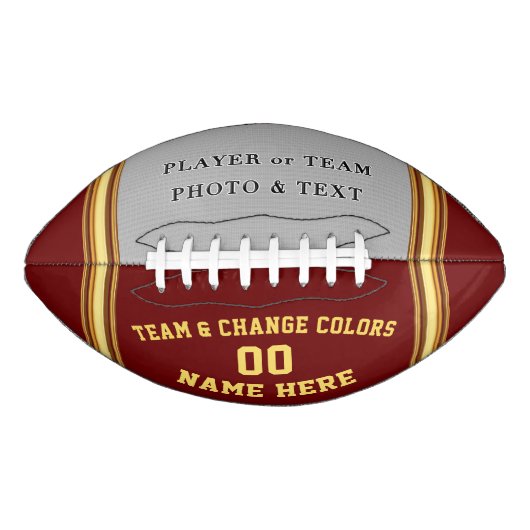Maroon and Gold Custom Printed Football with PHOTO (Vorderseite)