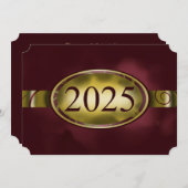 Maroon and Gold Floral Button 2025 Card Einladung (Vorne/Hinten)