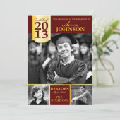 Maroon and Gold Foto Einladung F (Stehend Vorderseite)