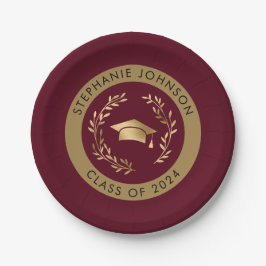 Maroon and Gold Grad Cap Class of 2024 Party Pappteller