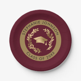 Maroon and Gold Grad Cap Class of 20XX Party Pappteller