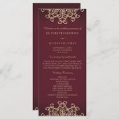 Maroon and Gold Indian Inspiriert Wedding Program Programm (Vorne/Hinten)