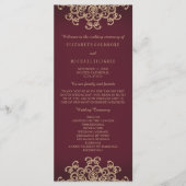 Maroon and Gold Indian Inspiriert Wedding Program Programm (Vorderseite)