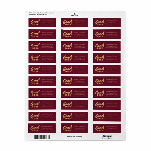 Maroon and Gold Modern Script Abschluss Address (Vorne)