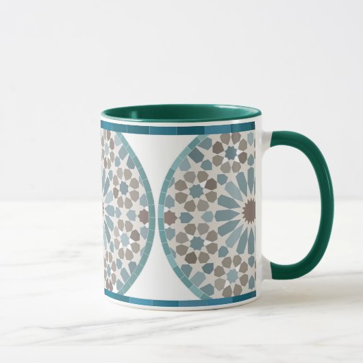 Maroon and Green Geometric Pattern Mug Tasse (Rechts)