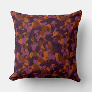 maroon and orange camo abstract kissen
