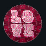 Maroon and Pink Vintage LOVE Romantic Design Dartscheibe<br><div class="desc">Maroon and Pink Vintage LOVE Romantic Design Dartboard.  Perfect for an engagement party or wedding celebration! Also makes a beautiful housewarming keepsake!</div>
