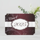 Maroon and White 2025 Graduation Invitations Einladung (Stehend Vorderseite)
