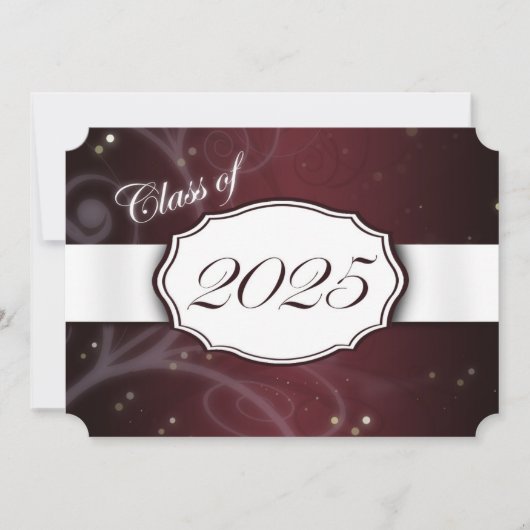 Maroon and White 2025 Graduation Invitations Einladung (Vorderseite)