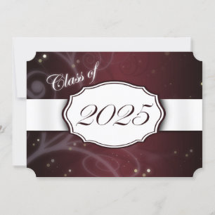 Maroon and White 2025 Graduation Invitations Einladung