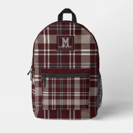 Maroon and white checkered tartan Texas college Bedruckter Rucksack