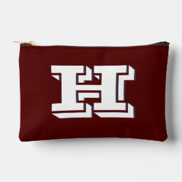 Maroon and White Collegiate Color Style Monogram Zubehörtasche