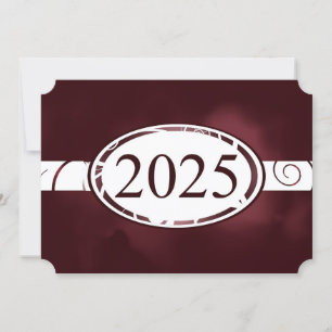 Maroon and White Floral Button 2025 Card Einladung