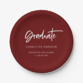 Maroon and White Modern Script Graduation Party Pappteller (Vorderseite)