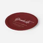 Maroon and White Modern Script Graduation Party Pappteller (Schrägansicht)