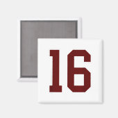 Maroon And White Number 16 Jersey Player Uniform # Magnet (Vorderseite/Rückseite)
