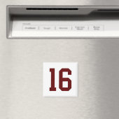 Maroon And White Number 16 Jersey Player Uniform # Magnet (In Situ (Geschirrspüler))