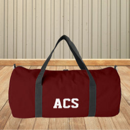 Maroon and White School Colors with Letters Duffle Bag