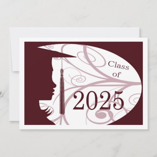 Maroon and White Silhouette 2025 Card Einladung (Vorderseite)