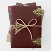 Maroon Antique Textiles für Urlaub jeder Art Geschenkpapier Set (Beispiel)