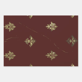 Maroon Antique Textiles für Urlaub jeder Art Geschenkpapier Set