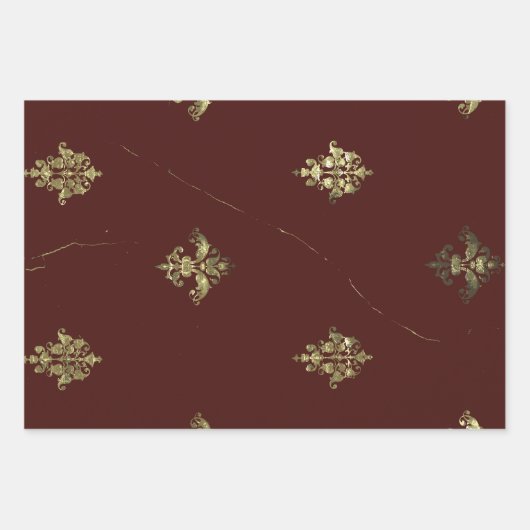 Maroon Antique Textiles für Urlaub jeder Art Geschenkpapier Set (Vorderseite)