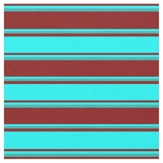Maroon, Aqua & Light Sea - grüne Linien Stoff (Nahaufnahme)