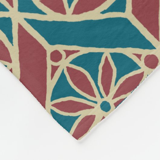 Maroon, Aquamarines ethnisches Muster, Blume, Chev Fleecedecke (Ecke)
