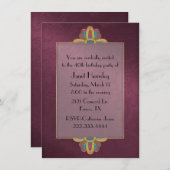 Maroon Art Deco Stil Geburtstagseinladung Einladung (Vorne/Hinten)