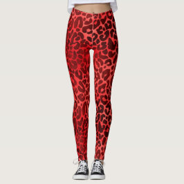 Maroon auf Red Leopard Spots Leggings