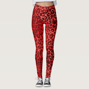 Maroon auf Red Leopard Spots Leggings