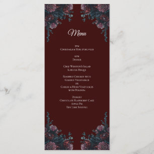 Maroon Autumn Floral Wedding Menükarte