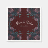 Maroon Autumn Floral Wedding Serviette (Vorderseite)