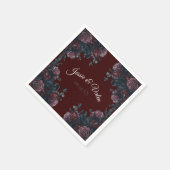 Maroon Autumn Floral Wedding Serviette (Ecke)