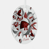 Maroon-Basketball-Sterne personalisiert Ornament Aus Metall (Vorderseite Rechts)
