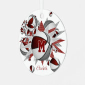 Maroon-Basketball-Sterne personalisiert Ornament Aus Metall (Vorderseite links)