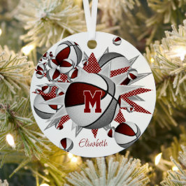 Maroon-Basketball-Sterne personalisiert Ornament Aus Metall