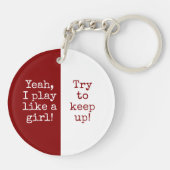 Maroon-Basketballmannschaft spielt wie ein Mädchen Schlüsselanhänger (Rückseite)