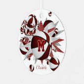 Maroon-Basketballstars personalisiert Ornament Aus Metall (Vorderseite links)