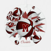 Maroon-Basketballstars personalisiert Ornament Aus Metall (Vorderseite)
