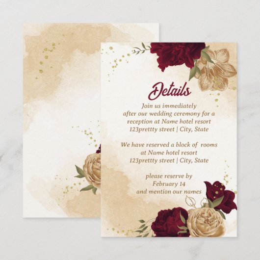 Maroon-Beige Begleitkarte (Vorne/Hinten)